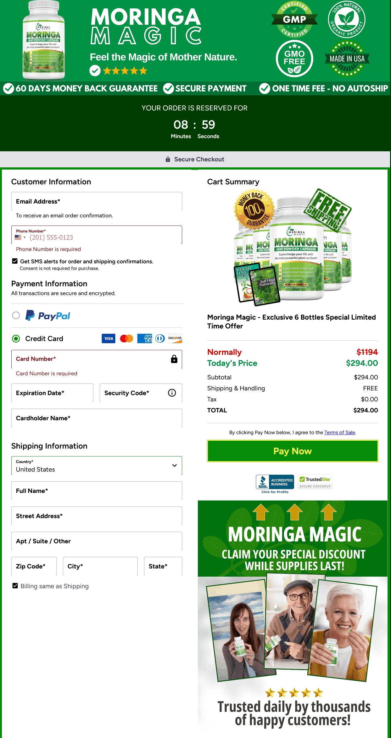 moringa magic payment checkout